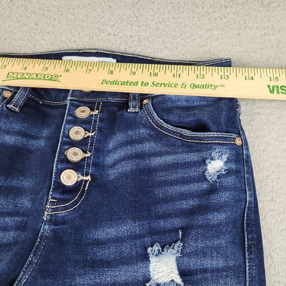 KanCan Jeans Womens 27 Blue Ankle Skinny Ripped Hem Stretch Button Fly Denim - Picture 3 of 14